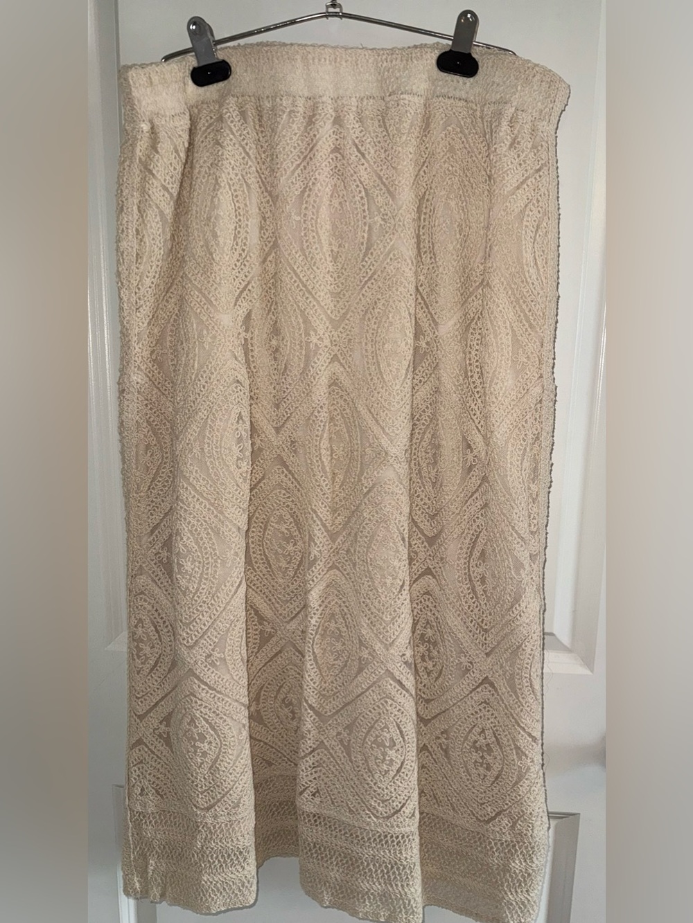 Cream Textured Midi Skirt - Picture 12 of 12